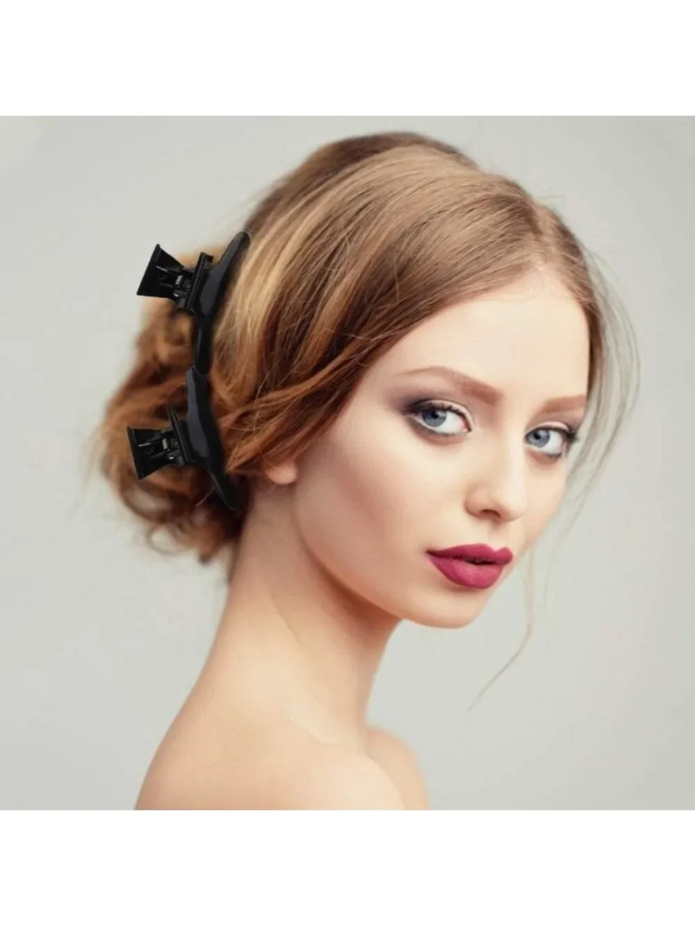 Stylish Black Butterfly Hair Clips - Pro Salon Clamps for Cutting & Styling Hair